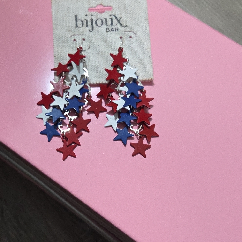 Bisjoux Red, White, and Blue Star Earrings